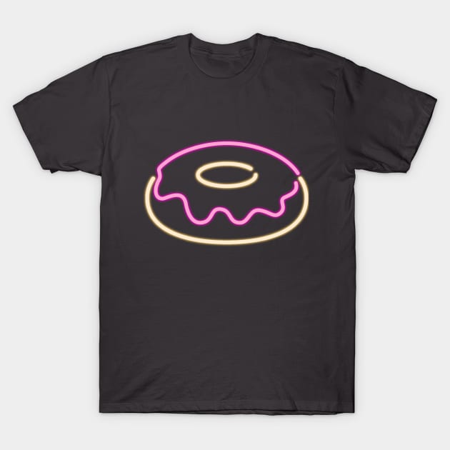 80's Gift 80s Retro Neon Sign Donut T-Shirt by PhuNguyen